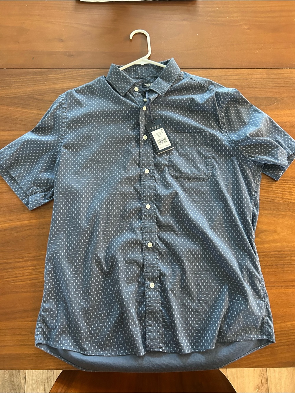 Faherty Blue Short-Sleeve Dot-Print Button-Down Shirt